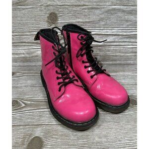 Dr. Martens Delaney Hot Pink Side Zip Combat Boots Youth Unisex Size 3